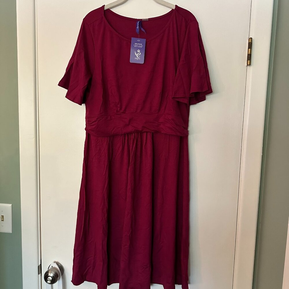 NWT Raspberry Pink Fit & Flare Maternity to Nursing Dress, Seraphine Maternity